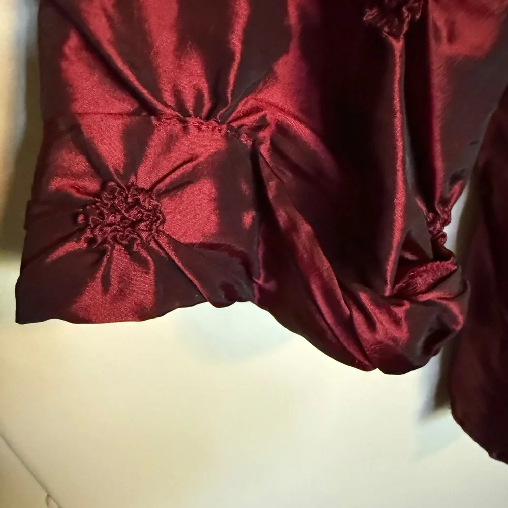 Vintage Connie's Moonlight‎ Burgundy Taffeta Jacket Size Large Lagenlook Evening - Picture 7 of 13